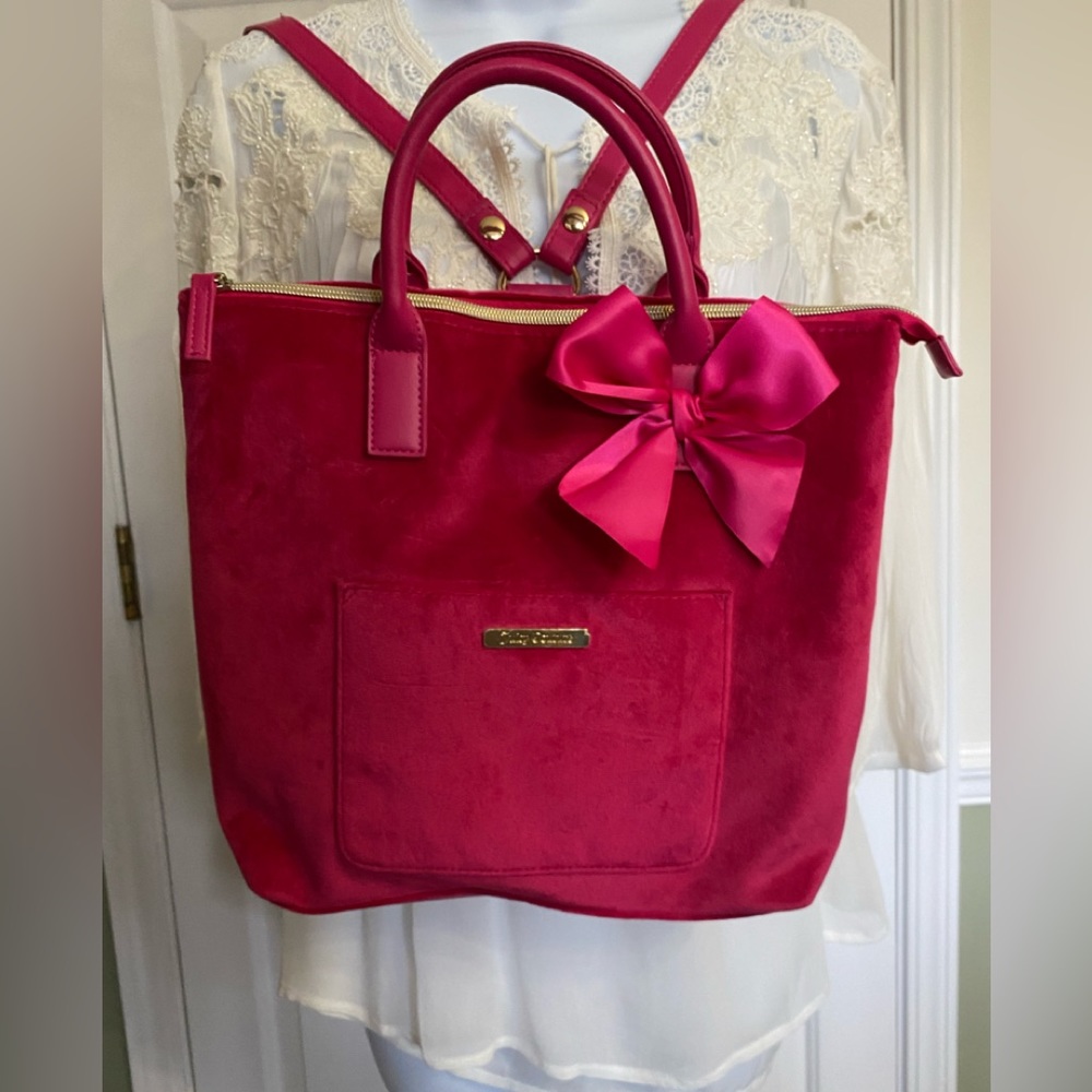 Juicy Culture Pink Velvet Mini Backpack Purse